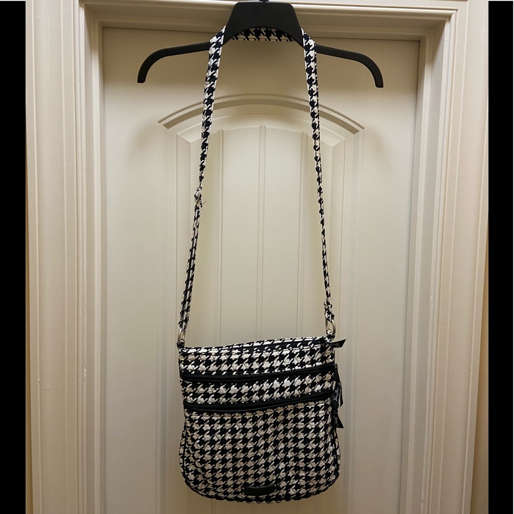 Vera Bradley triple zip cross body shoulder bag houndstooth